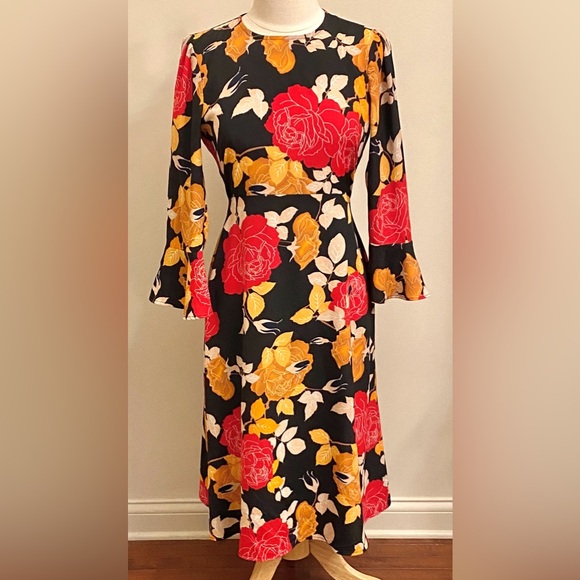 ASOS Dresses & Skirts - ASOS Black Red Dark Floral SZ 6 Shabby Chic Cottagecore Boho Romantic Fall Dress